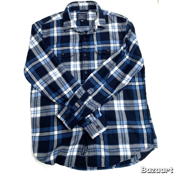 American Eagle Outfitters Men Blue Plaid Fannnel Shirt Sz. M - Picture 2 of 10